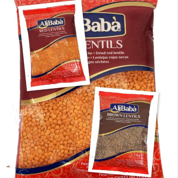 Brown+Red Lentils Split 1Kgx2